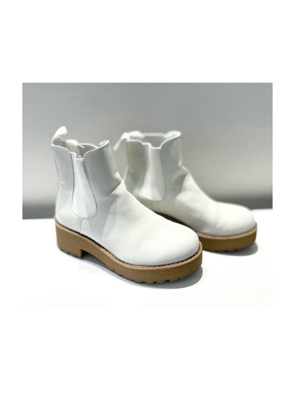 White Platform Chelsea Boots - Women's Ankle Boot